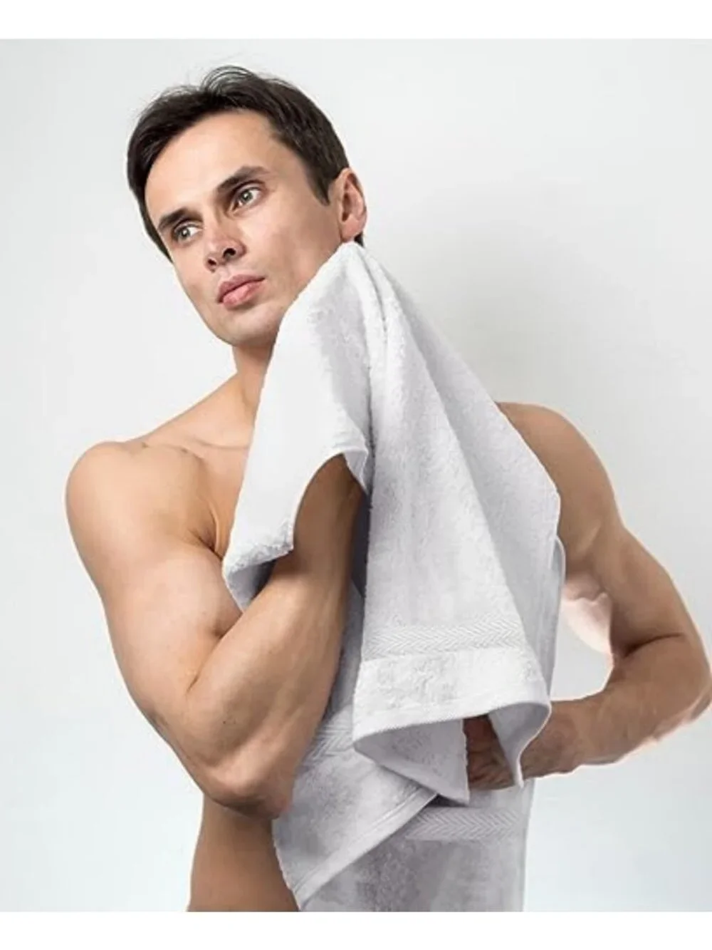 6 Pack White Bath Towels Set - 100% Cotton, Quick Dry, Super Absorbent, Soft